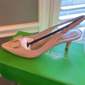 Lilly Pulitzer Nude Slingback Kat Kitten Heel 7.5M